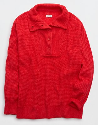 Aerie CozyUp Waffle Button Sweater