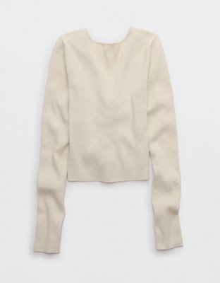 Aerie Cropped Rosette Sweater