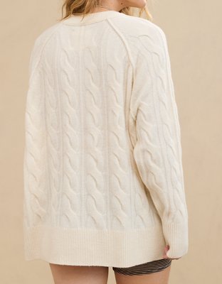 Aerie unREAL Cable Crew Sweater