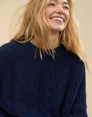 Aerie unREAL Cable Crew Sweater