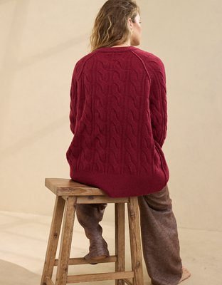 Aerie Unreal Cable Crew Sweater