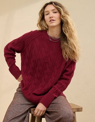 Aerie Unreal Cable Crew Sweater