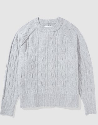 Aerie unREAL Cable Crewneck Sweater