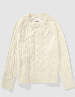 Aerie unREAL Cable Crewneck Sweater