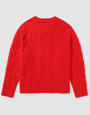 Aerie unREAL Cable Crewneck Sweater