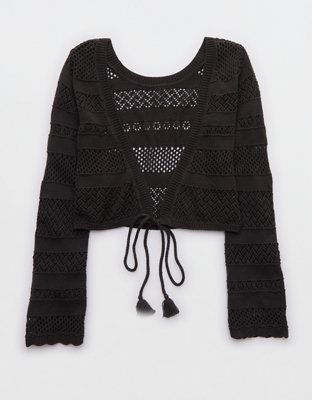 Aerie Reversible Crochet Wrap Sweater