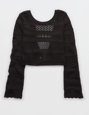 Aerie Reversible Crochet Wrap Sweater