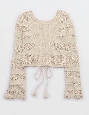 Aerie Reversible Crochet Wrap Sweater