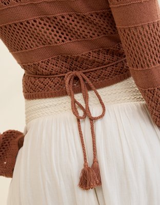 Aerie Reversible Crochet Wrap Sweater