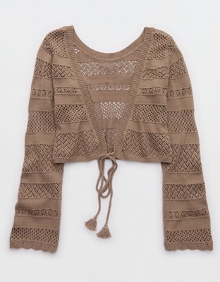 Aerie Reversible Crochet Wrap Sweater