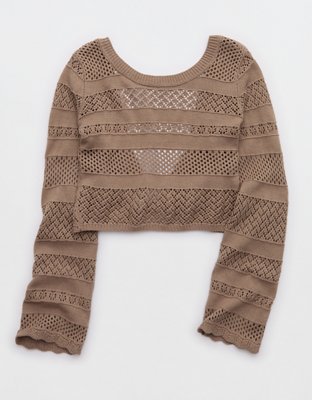 Aerie Reversible Crochet Wrap Sweater