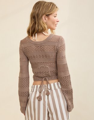 Aerie Reversible Crochet Wrap Sweater