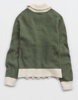 Aerie unREAL Classic Quarter Button Sweater