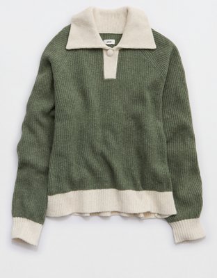 Aerie unREAL Classic Quarter Button Sweater