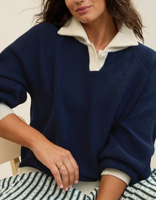 Aerie Classic Quarter Button Sweater