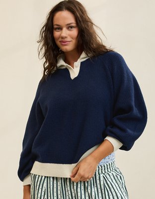 Aerie unREAL Classic Quarter Button Sweater