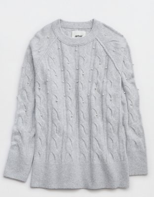 Aerie unREAL Cable Pearl Crew Sweater