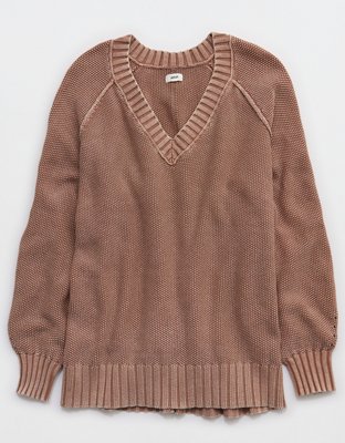 Aerie Vintage Cotton V Neck Sweater | Aerie