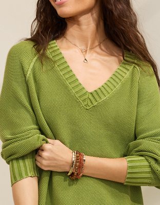 Aerie Vintage Cotton V Neck Sweater