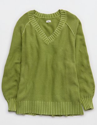 Aerie Vintage Cotton V Neck Sweater