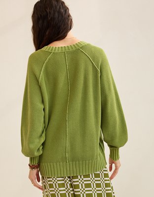 Aerie Vintage Cotton V Neck Sweater