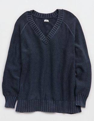 Aerie Vintage Cotton V Neck Sweater