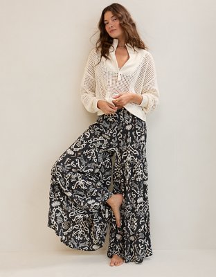 Aerie Crochet Quarter Zip Sweater