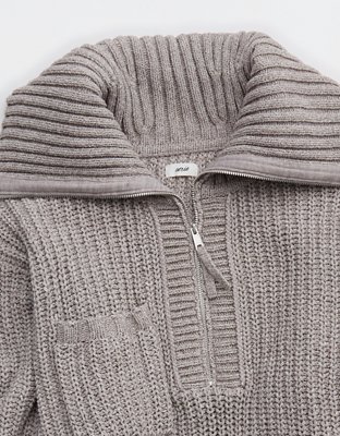 Aerie So Nostalgic Quarter Zip Sweater