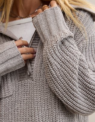 Aerie So Nostalgic Quarter Zip Sweater