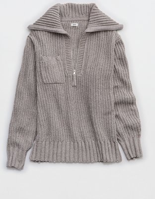 Aerie So Nostalgic Quarter Zip Sweater