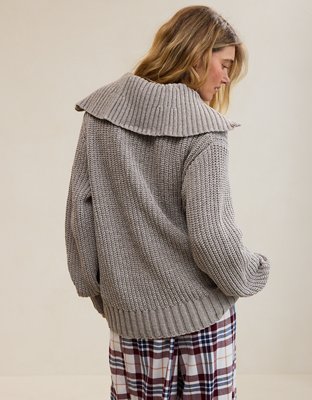 Aerie So Nostalgic Quarter Zip Sweater