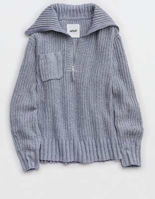 Aerie So Nostalgic Quarter Zip Sweater