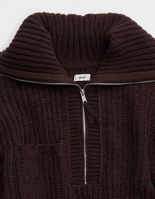 Aerie So Nostalgic Quarter Zip Sweater