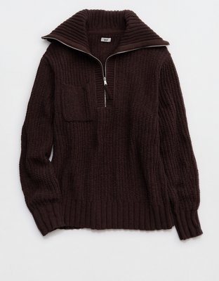 Aerie So Nostalgic Quarter Zip Sweater