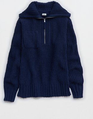Aerie So Nostalgic Quarter Zip Sweater
