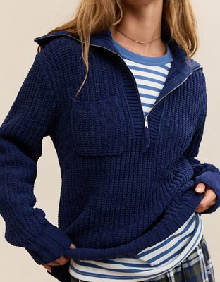Aerie So Nostalgic Quarter Zip Sweater