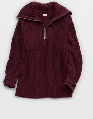 Aerie So Nostalgic Quarter Zip Sweater