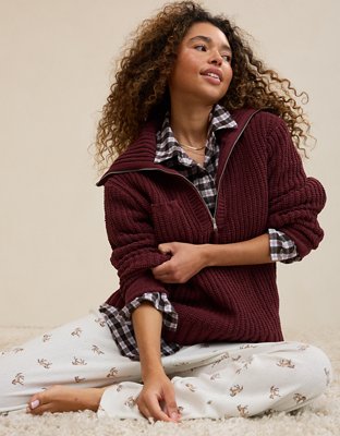 Aerie So Nostalgic Quarter Zip Sweater