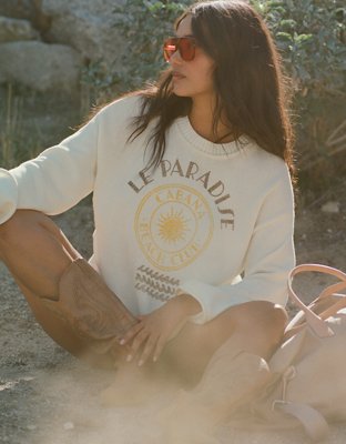 Aerie Sunkissed Cotton Graphic Sweater