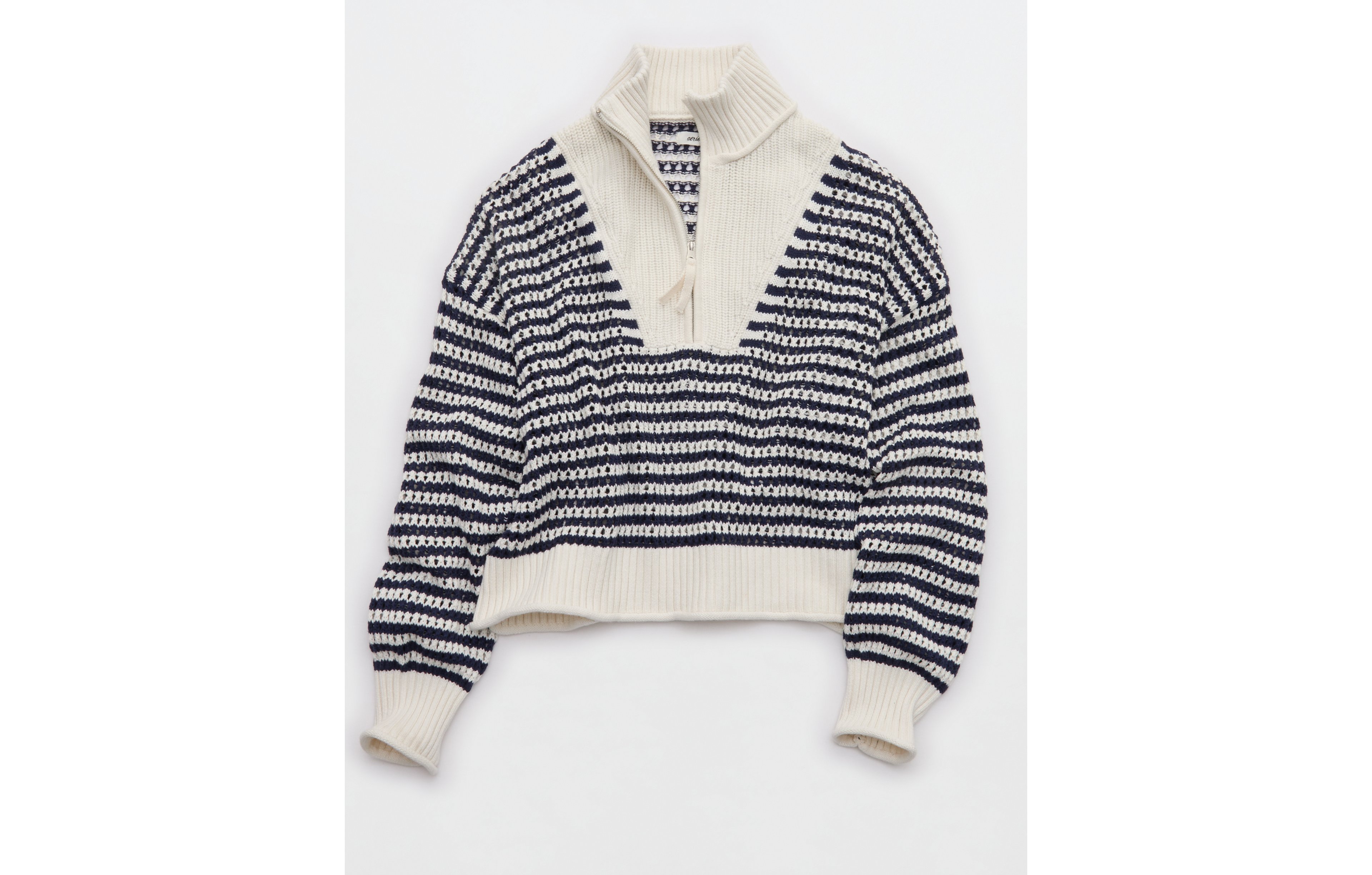 Aerie Crochet Quarter Zip Sweater