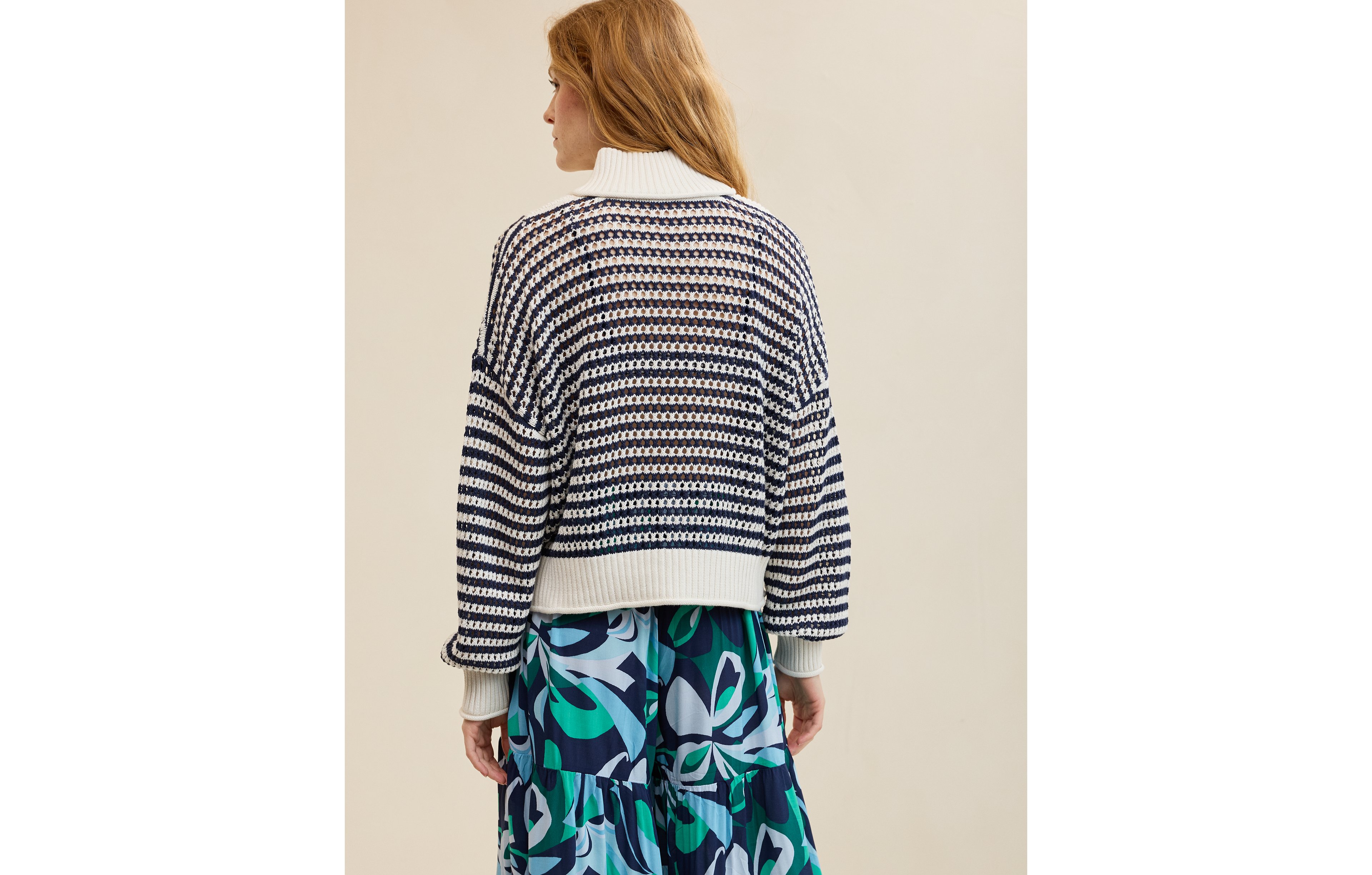 Aerie Crochet Quarter Zip Sweater