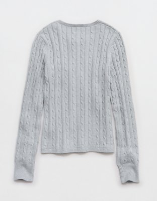 Aerie Cotton Cable Henley Sweater