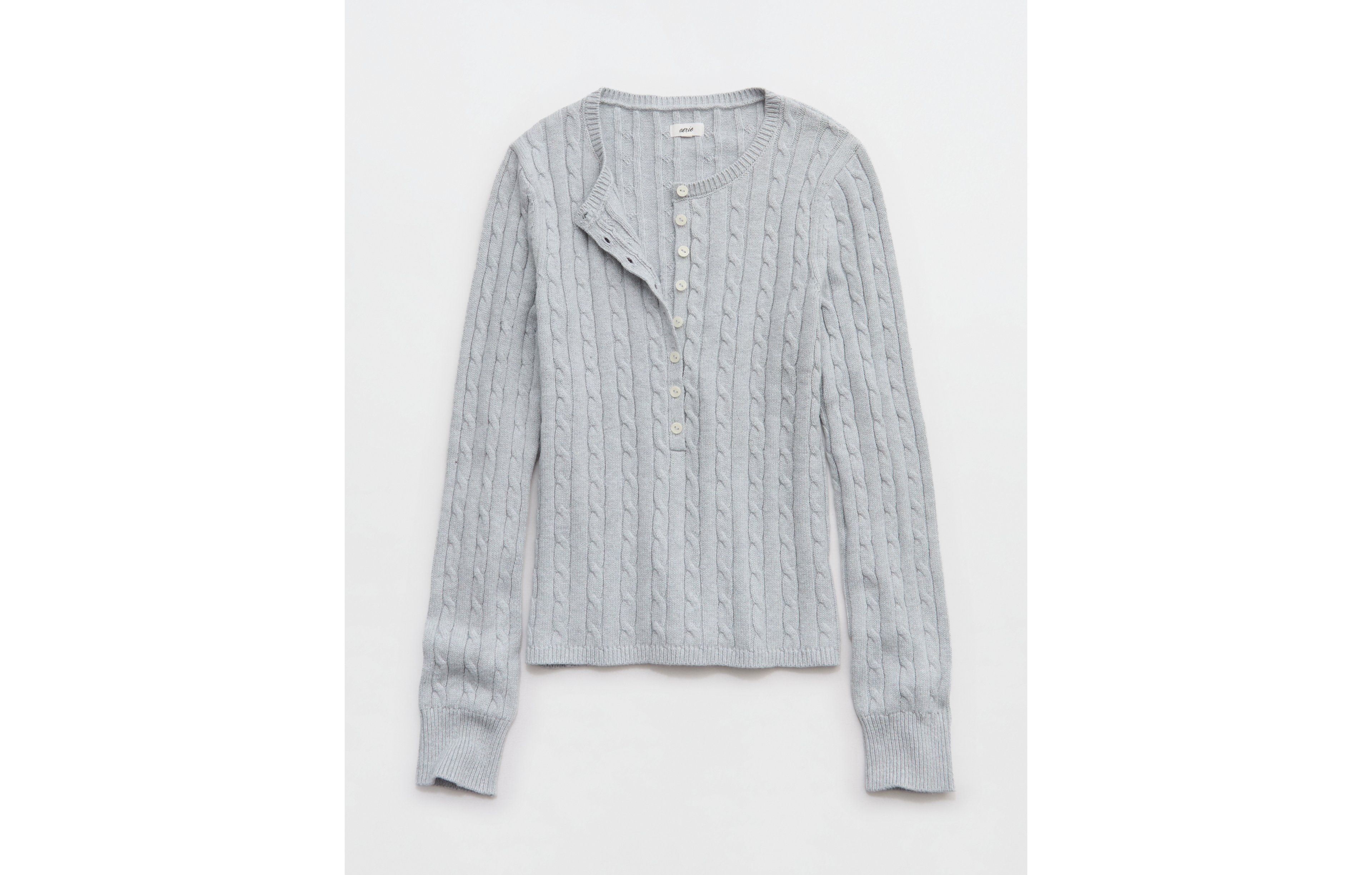 Aerie Cotton Cable Henley Sweater