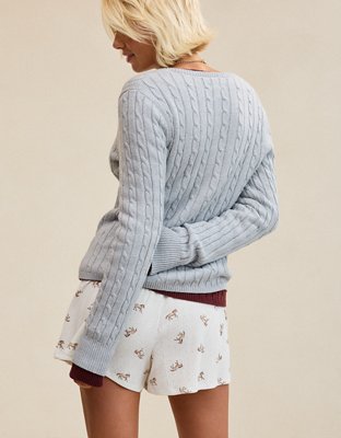 Aerie Cotton Cable Henley Sweater