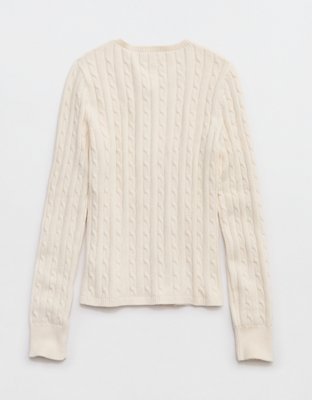 Aerie Cotton Cable Henley Sweater