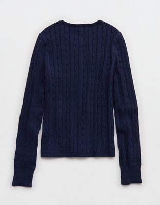 Aerie Cotton Cable Henley Sweater