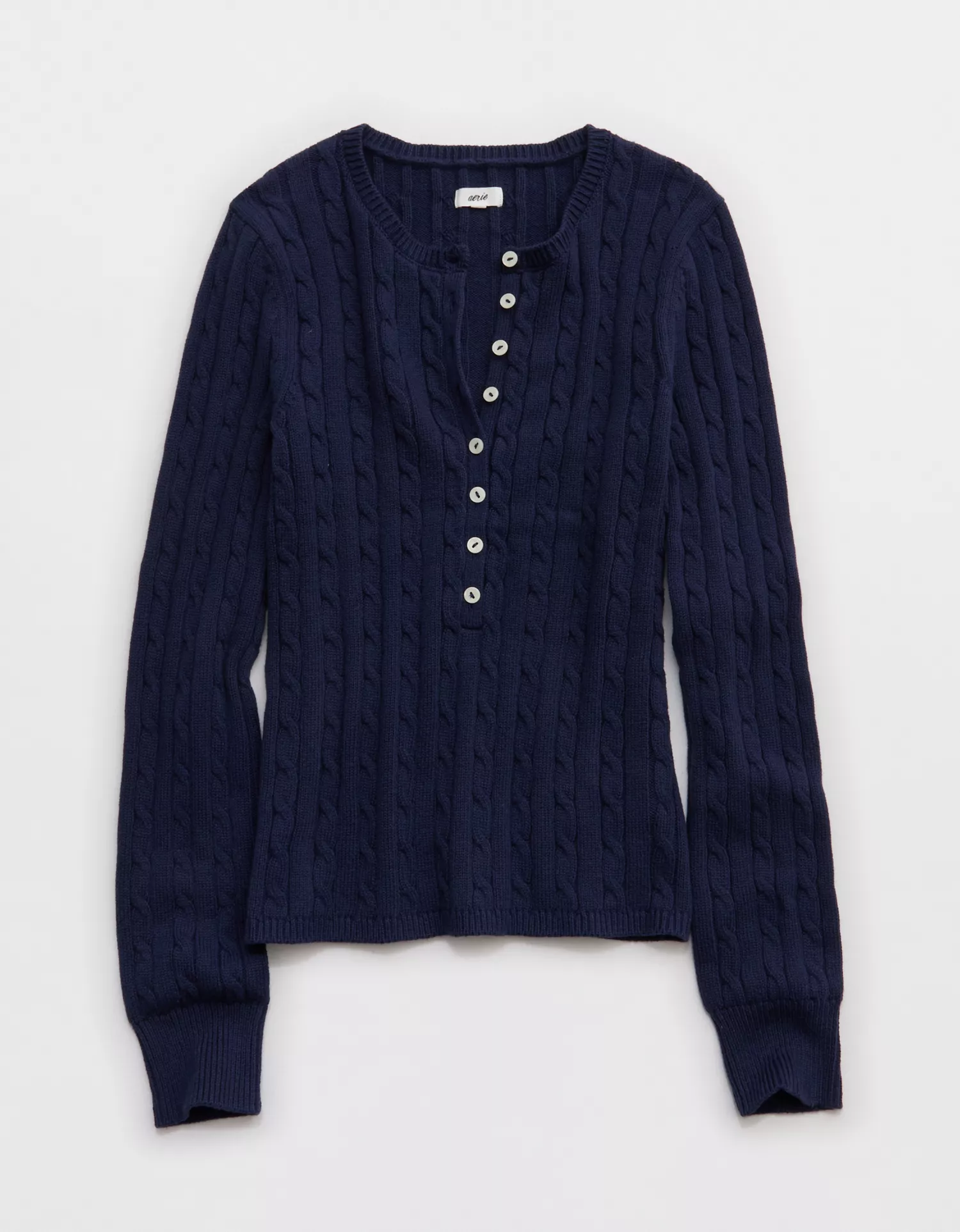 Aerie Cotton Cable Henley Sweater - thumbnail 3
