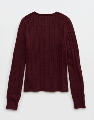 Aerie Cotton Cable Henley Sweater