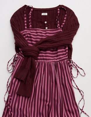 Aerie Cotton Cable Henley Sweater