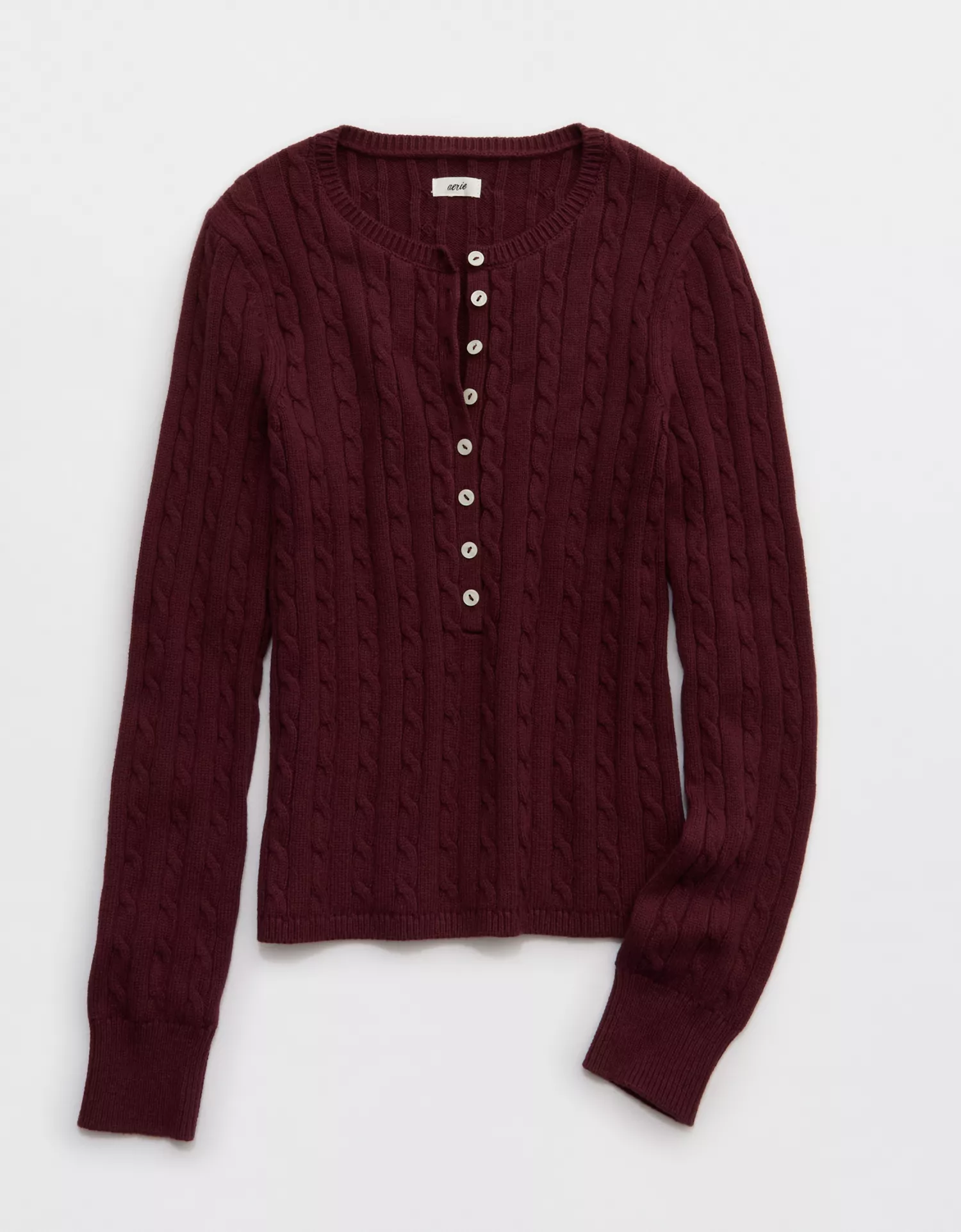 Aerie Cotton Cable Henley Sweater - thumbnail 10